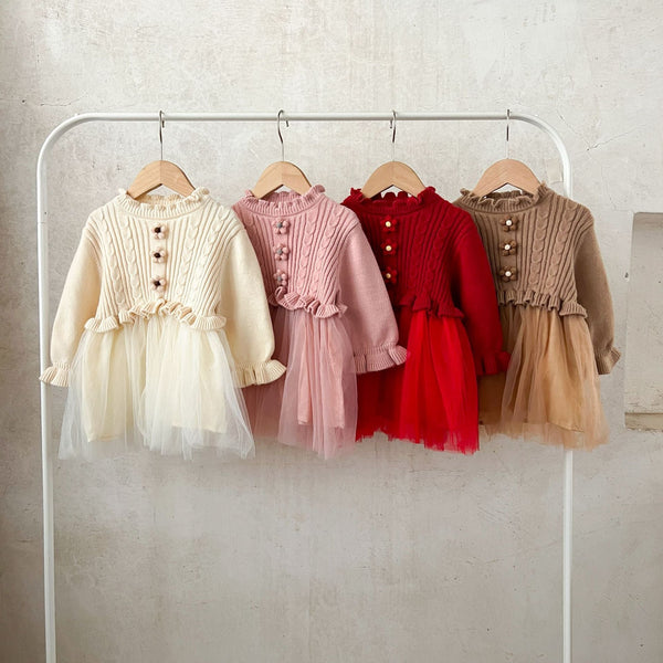 Vestido Infantil Tule e Florzinhas