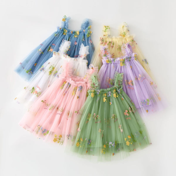 Vestido Infantil Tule Florzinhas