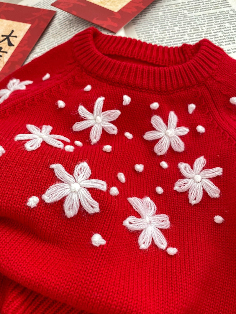 Macacão/ Blusa Infantil Vermelho Florzinhas
