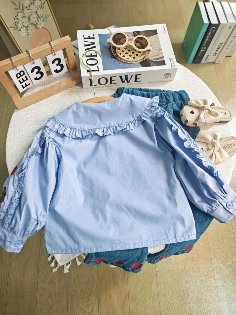 Conjunto Infantil Feminino Camisa + Jeans Corações