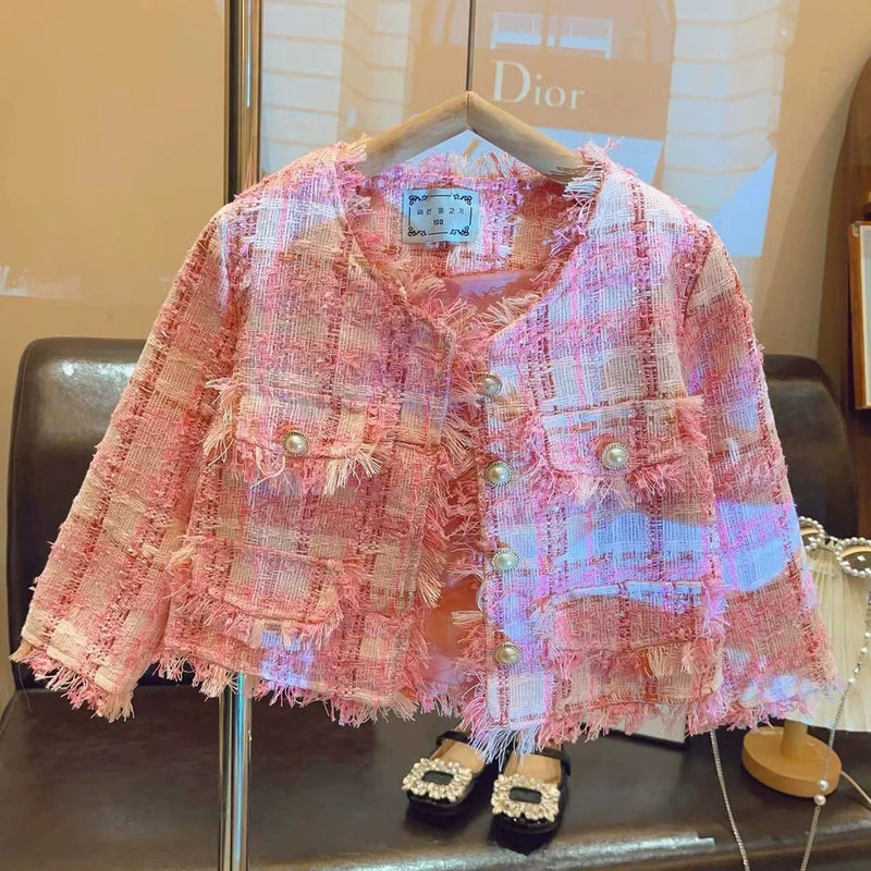 Casaco Infantil Feminino Tweed Botões