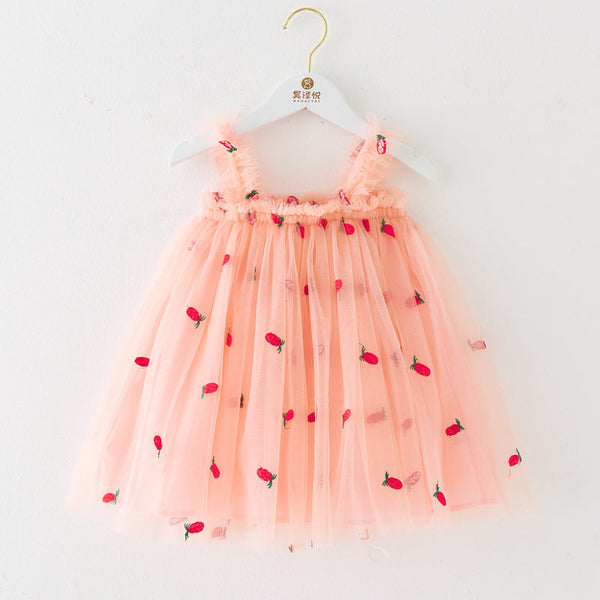 Vestido Infantil Tule Abacaxi