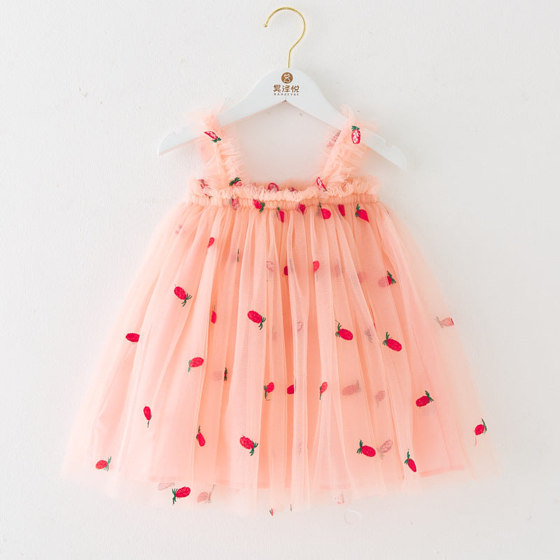 Vestido Infantil Tule Abacaxi