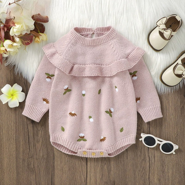 Body Infantil de Tricô Florzinhas