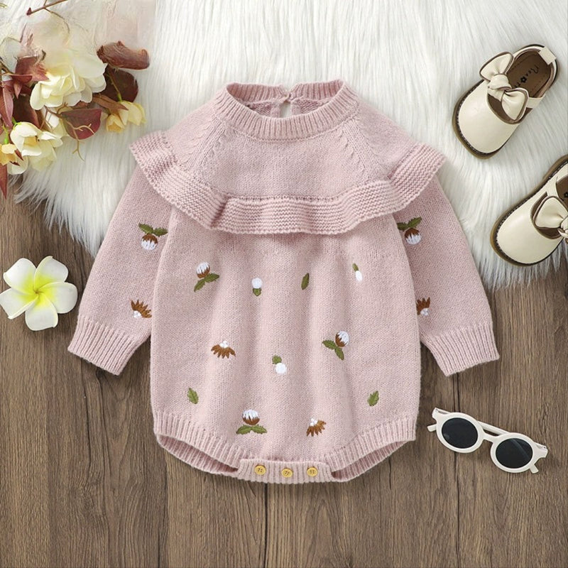 Body Infantil de Tricô Florzinhas