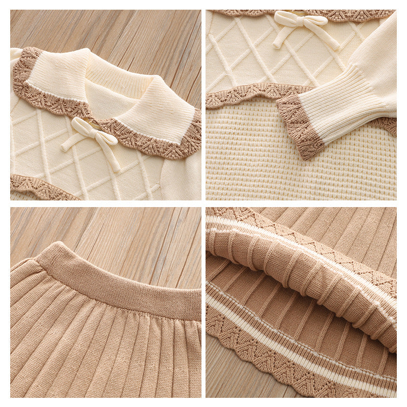 Conjunto Feminino Tricô Lacinho e Sainha