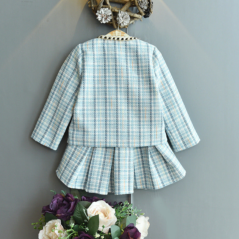 Conjunto Infantil Feminino Tweed Azul