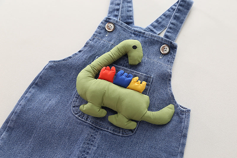 Conjunto Infantil Masculino Jardineira Dinossauro