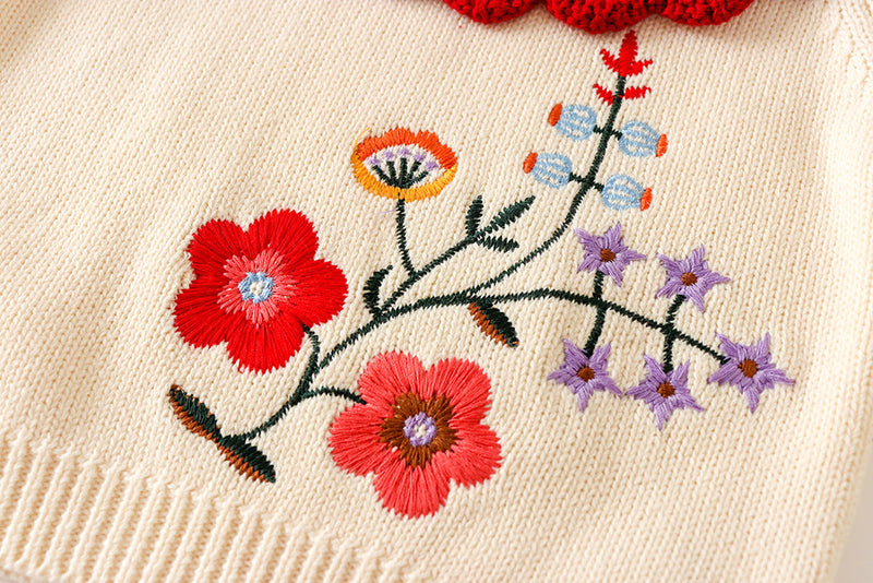 Conjunto Infantil Feminino Tricô Florzinhas