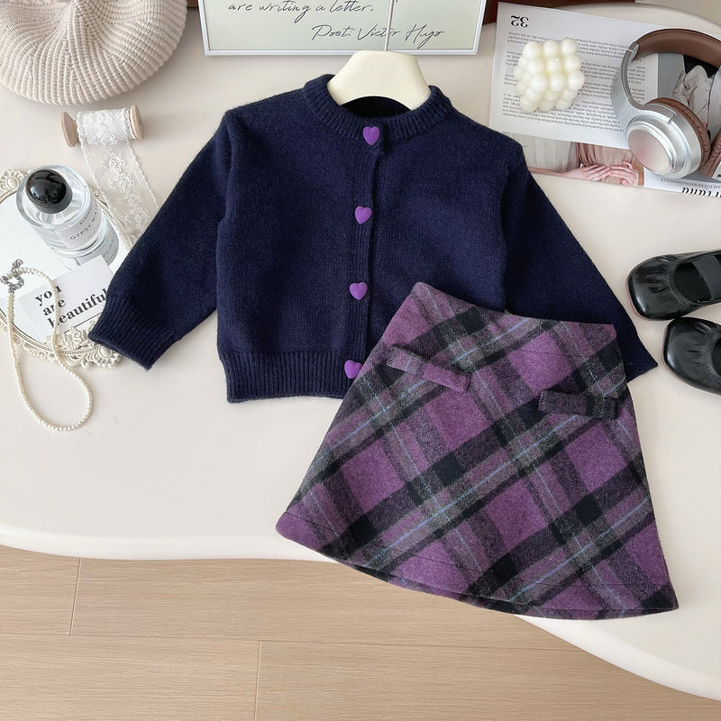 Conjunto Infantil Feminino Xadrez Corações