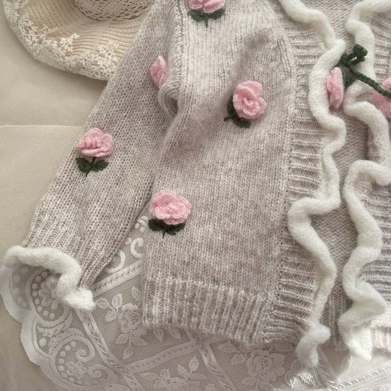 Cardigan Infantil Tricô Florzinhas