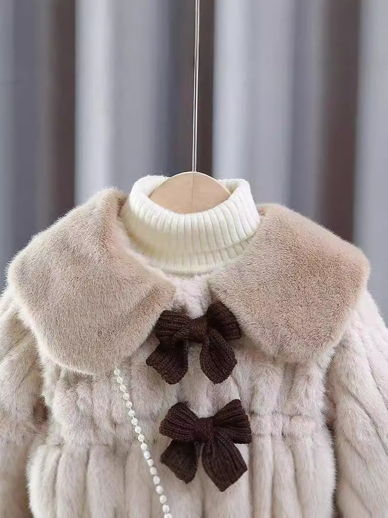 Casaco Infantil Feminino Plush Inverno Lacinhos