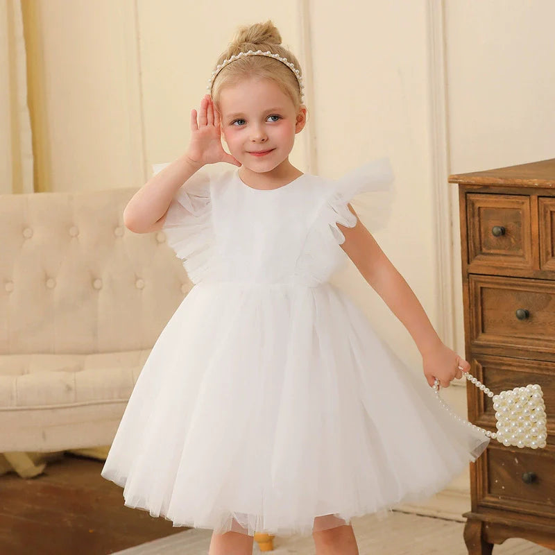 Vestido Infantil de Tule Manguinha Voadora