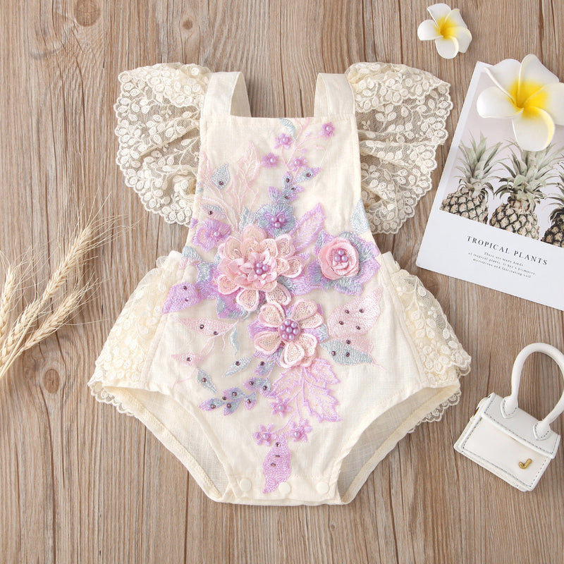 Body Infantil Feminino Floral Rendinha