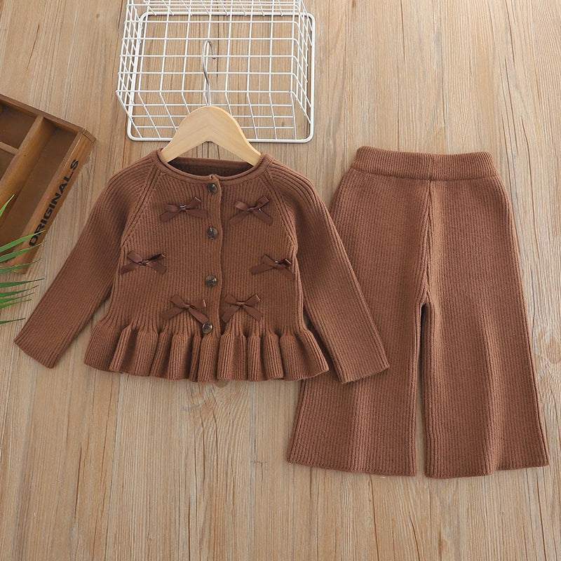 Conjunto Infantil Feminino Tricô Lacinhos