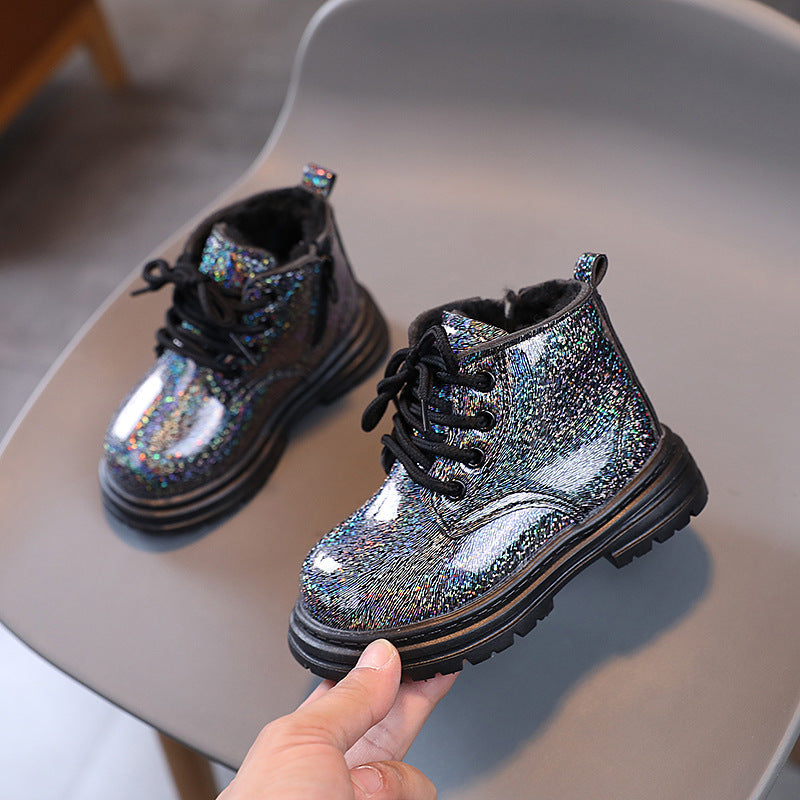 Bota Infantil Feminina Brilhante Pelinhos