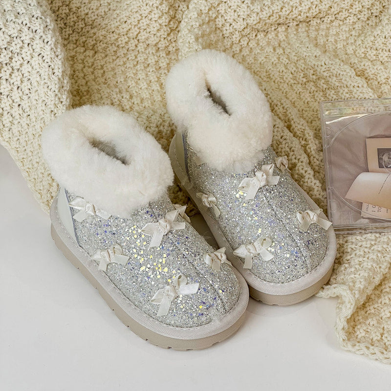 Bota Infantil Feminina Brilhante Lacinhos