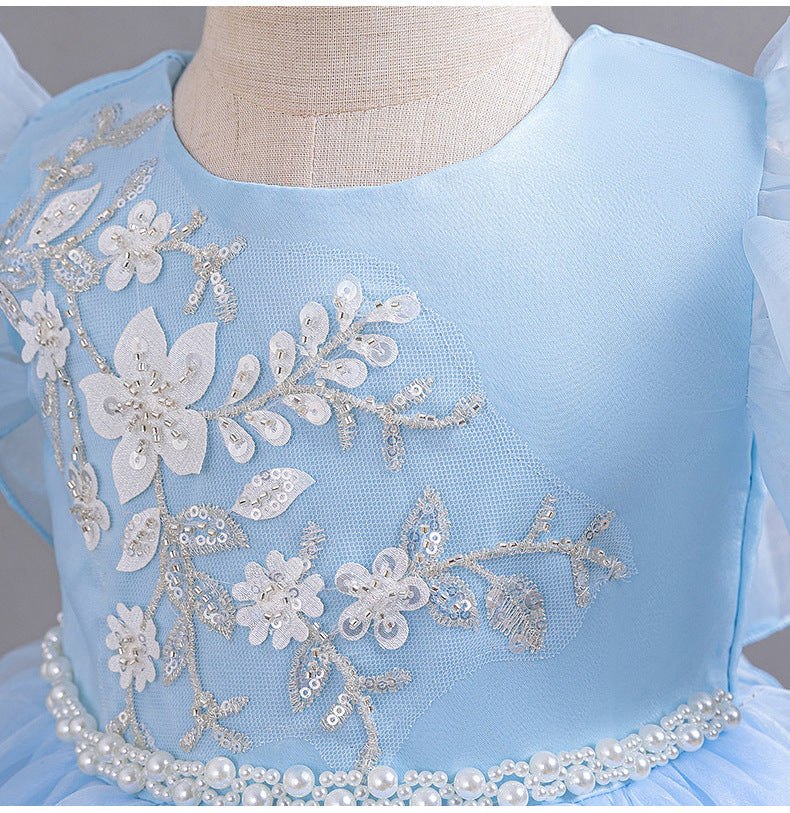 Vestido De Festa Infantil Flores Manguinha Voadora