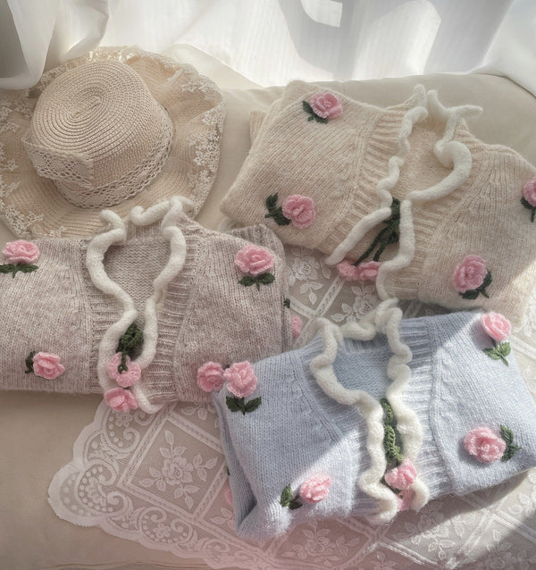 Cardigan Infantil Tricô Florzinhas