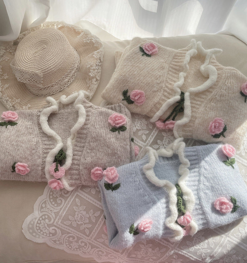 Cardigan Infantil Tricô Florzinhas