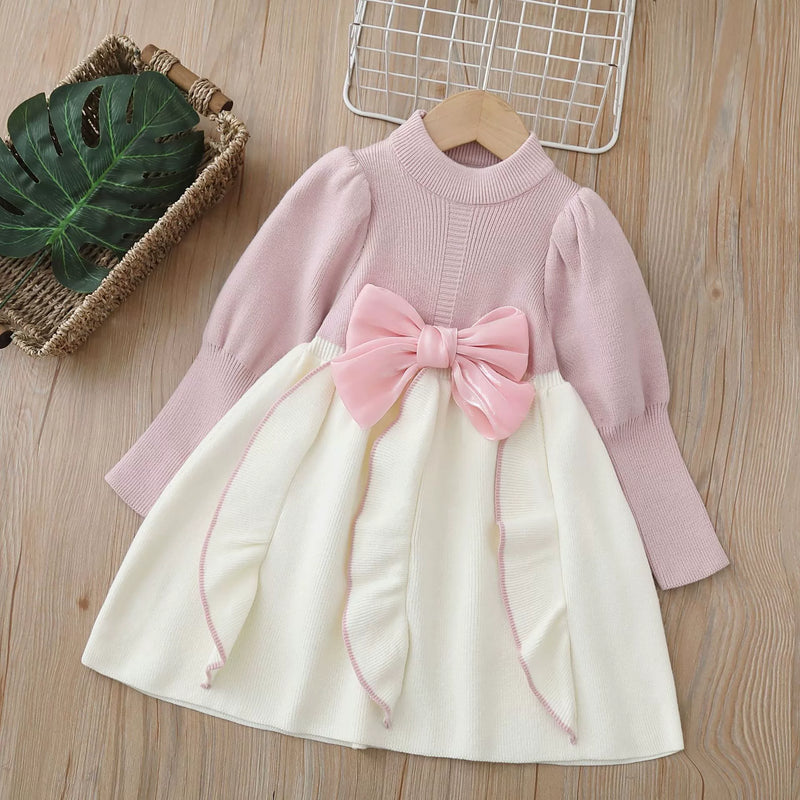 Vestido Infantil Inverno Tricô Lacinho