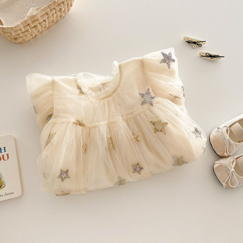 Vestido Infantil Tule Estrelinhas
