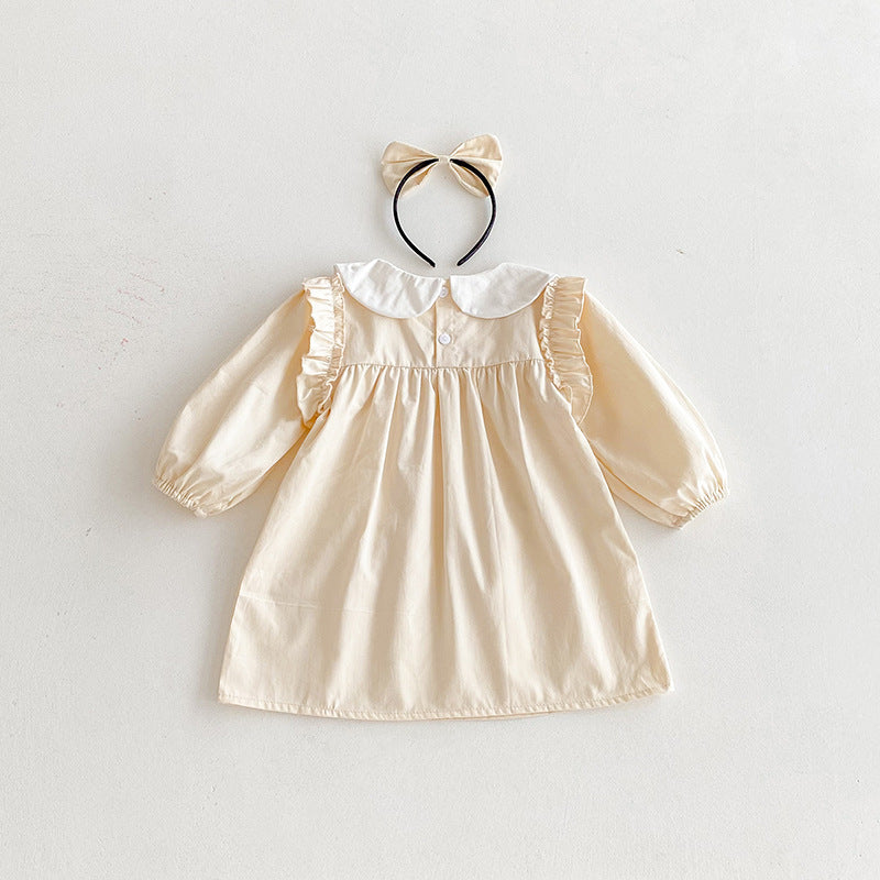 Body/ Vestido Infantil Bege Florzinhas