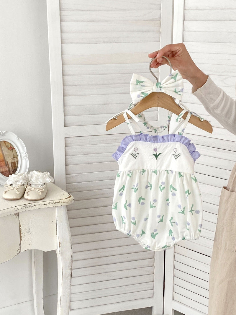 Body Infantil Feminino Verão Tulipas