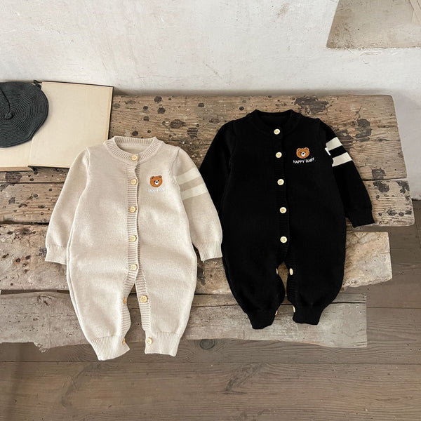 Macacão Infantil de Tricô Urso