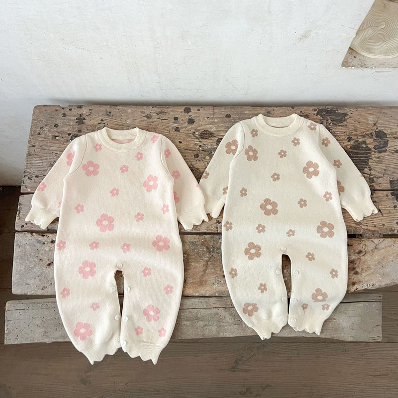 Macacão Infantil Tricô Florzinhas