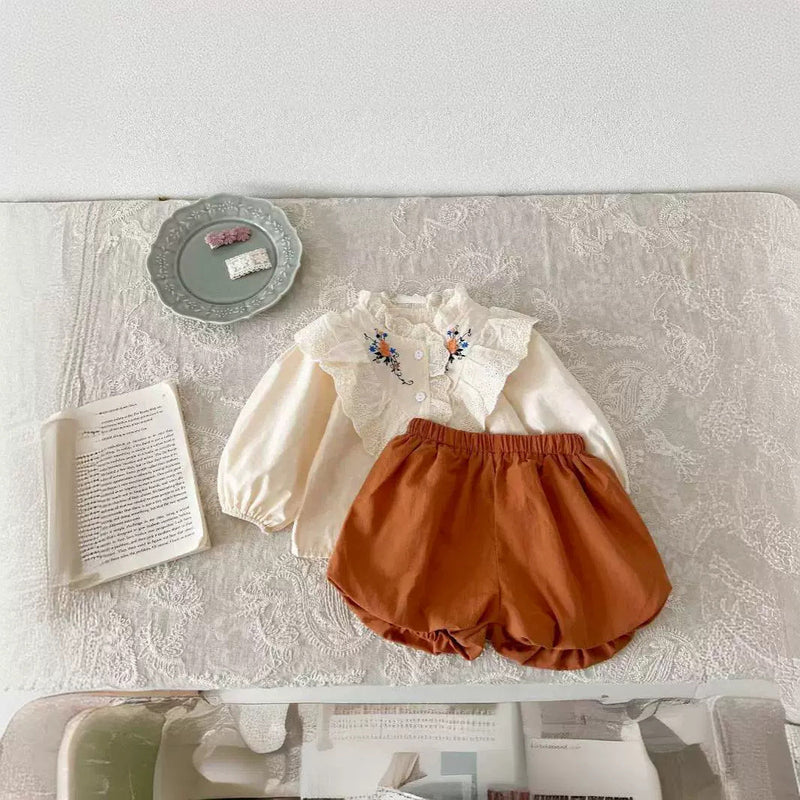 Conjunto Infantil Feminino Bordado Florzinha
