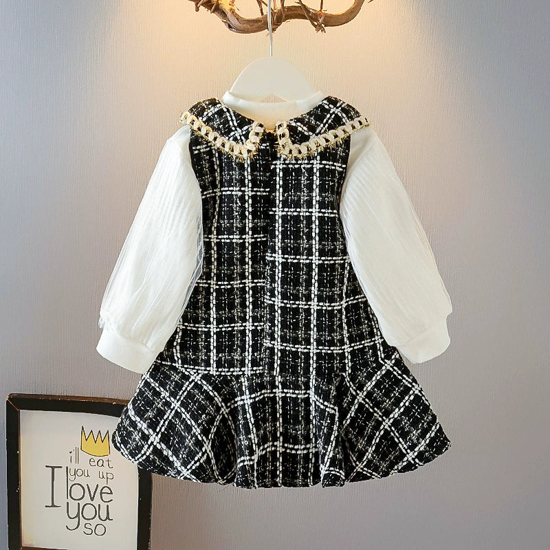 Vestido Infantil Preto Tweed + Blusa