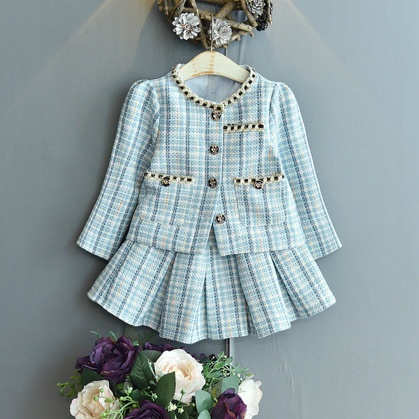 Conjunto Infantil Feminino Tweed Azul