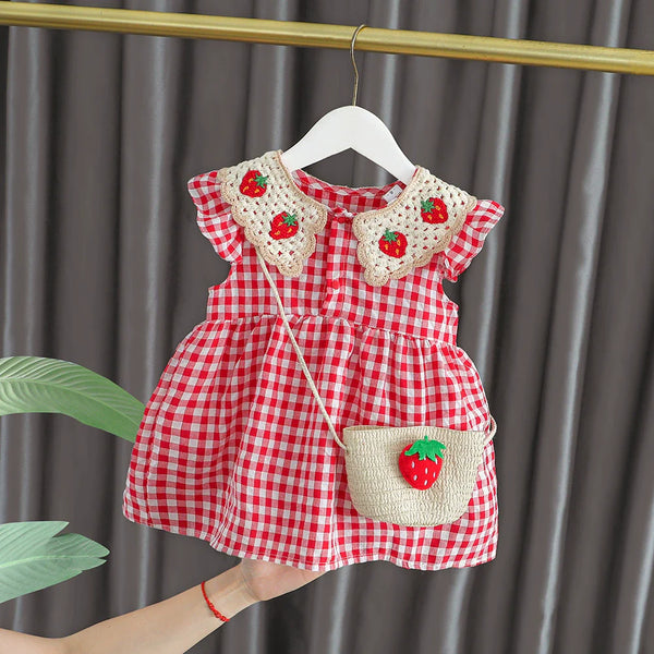 Vestido Infantil Xadrez Moranguinhos