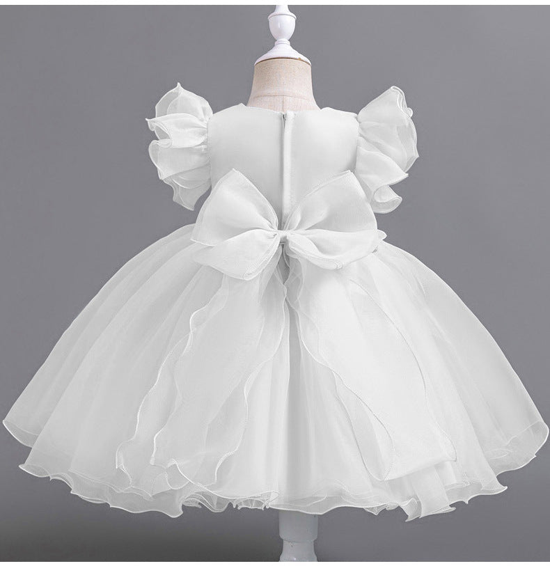 Vestido De Festa Infantil Flores Manguinha Voadora