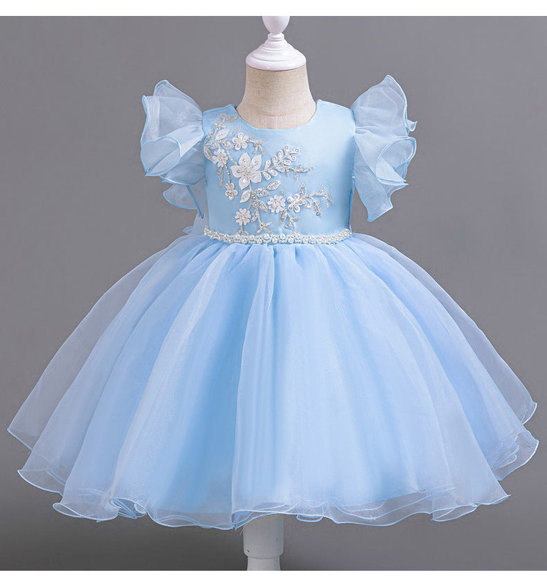 Vestido De Festa Infantil Flores Manguinha Voadora