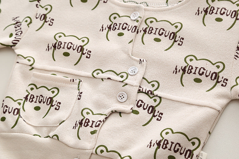 Conjunto Infantil Masculino 3 Peças Ursinho e Carrinho