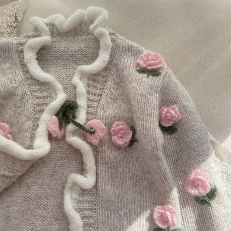 Cardigan Infantil Tricô Florzinhas