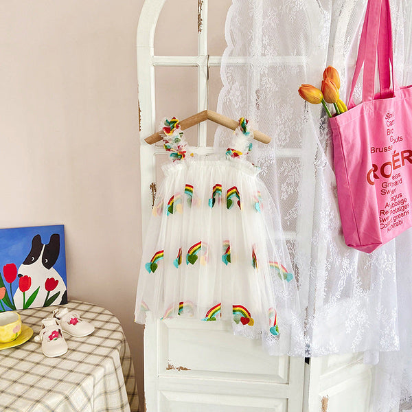 Vestido Infantil Tule Arco Irís