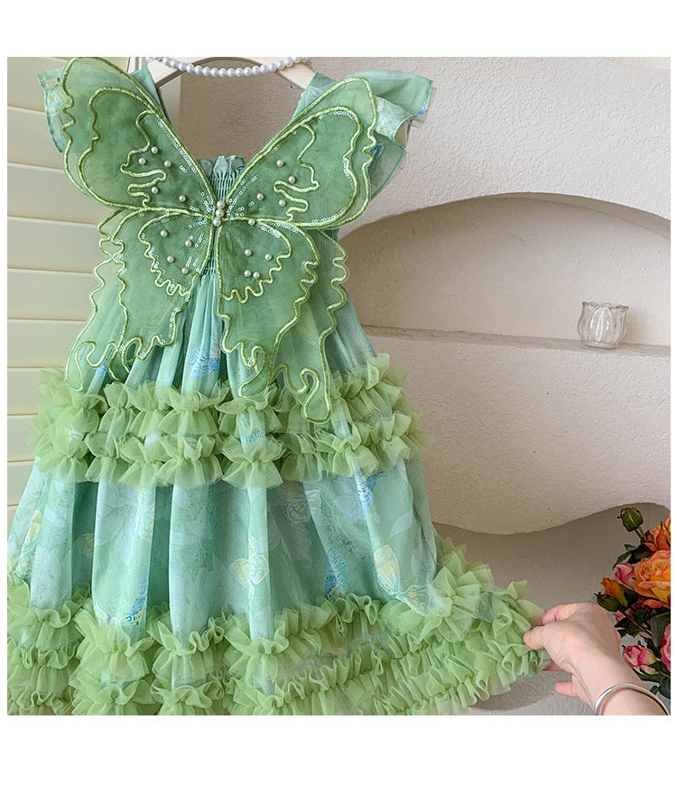Vestido Infantil Verde Tule Asinha