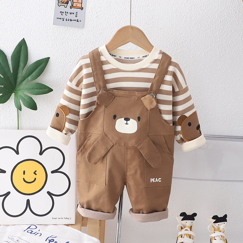 Conjunto Listras e Jardineira Ursinho