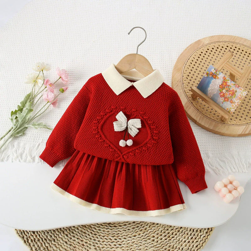 Conjunto Infantil Feminino Tricô Lacinho Delicado