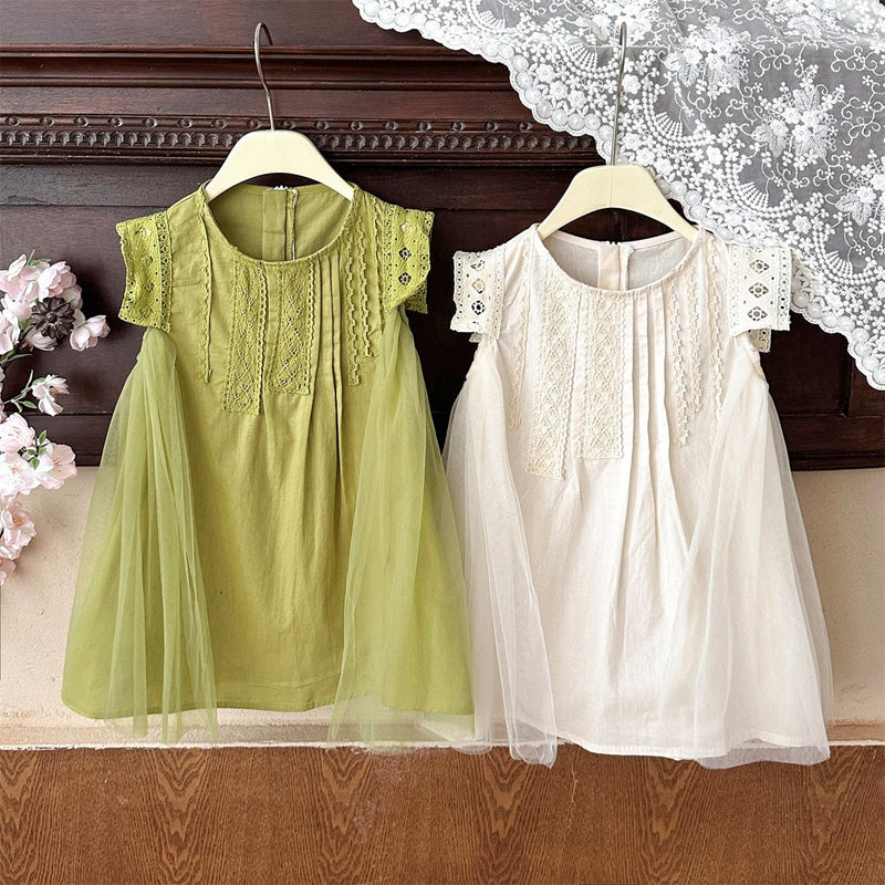 Vestido Infantil Rendado e Tule
