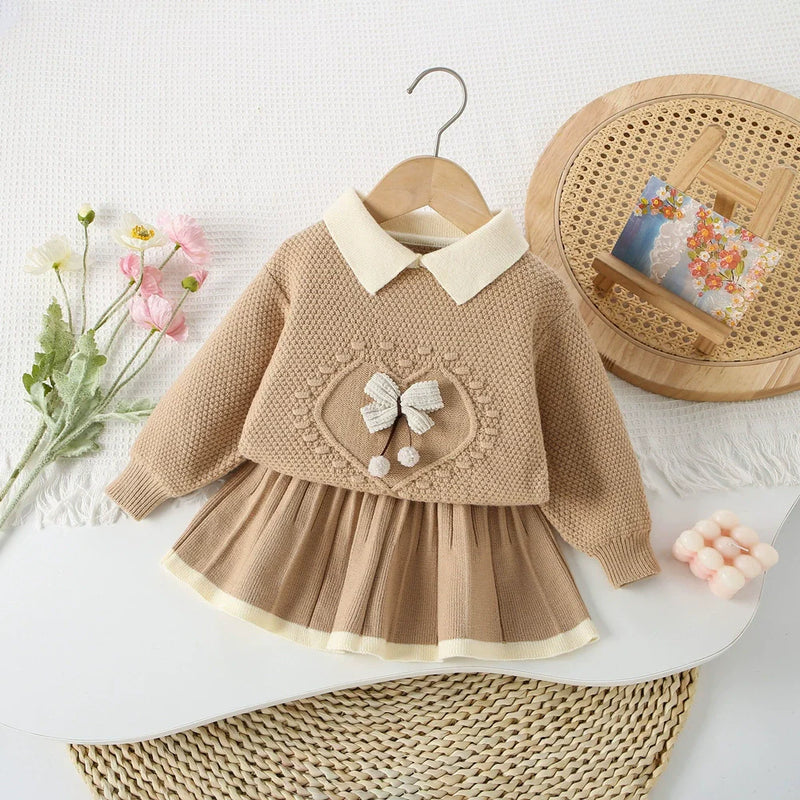 Conjunto Infantil Feminino Tricô Lacinho Delicado