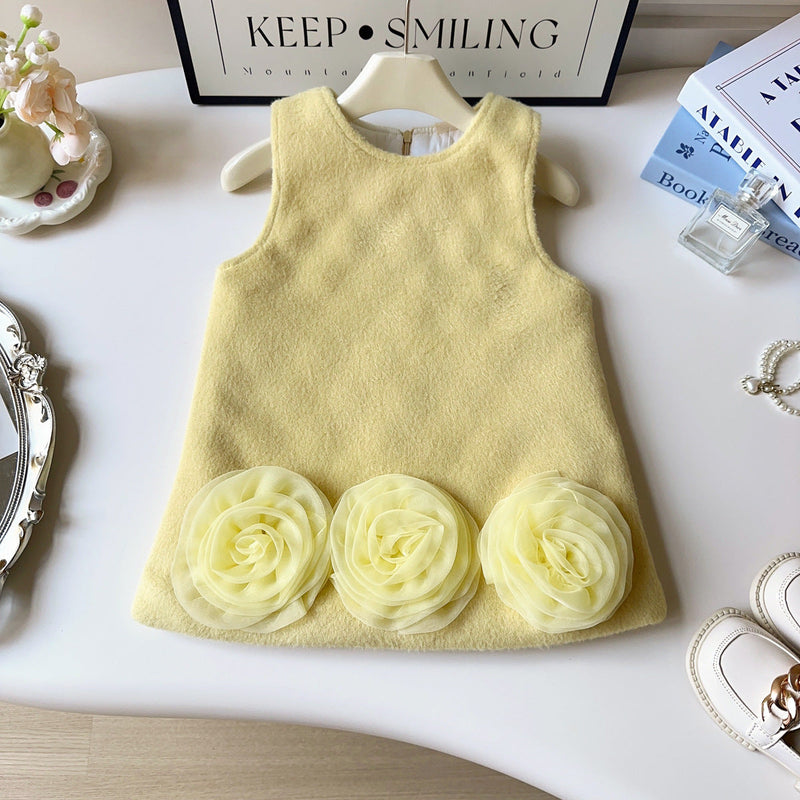 Vestido Infantil Pelúcia Flores