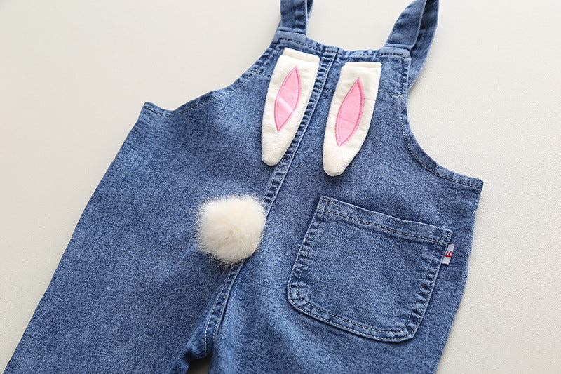 Conjunto Infantil Feminino Jeans e Coelhinhos