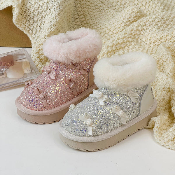 Bota Infantil Feminina Brilhante Lacinhos