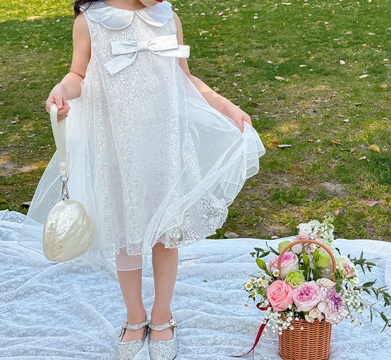 Vestido Infantil Brilhante Lacinho