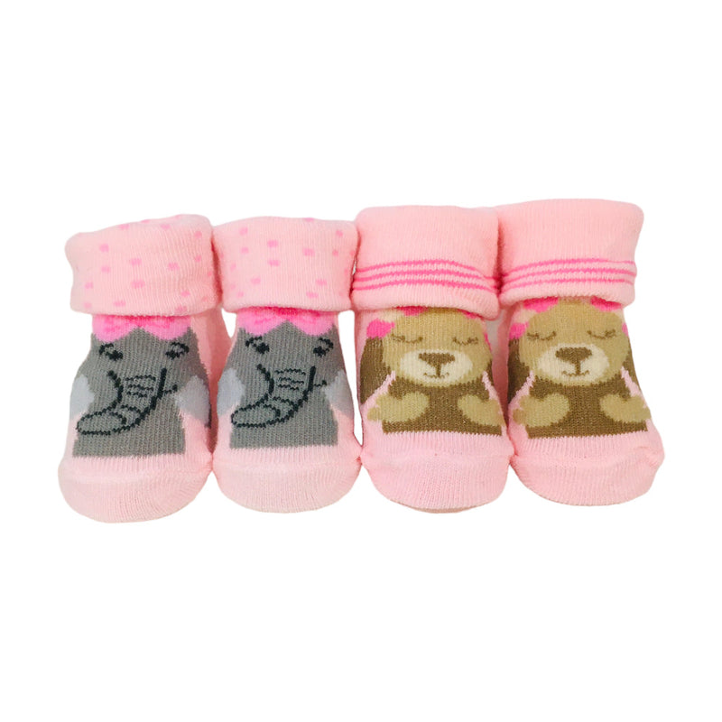Kit Meia Feminina Pimpolho Elefante E Cachorro Com 2 Pares Rn