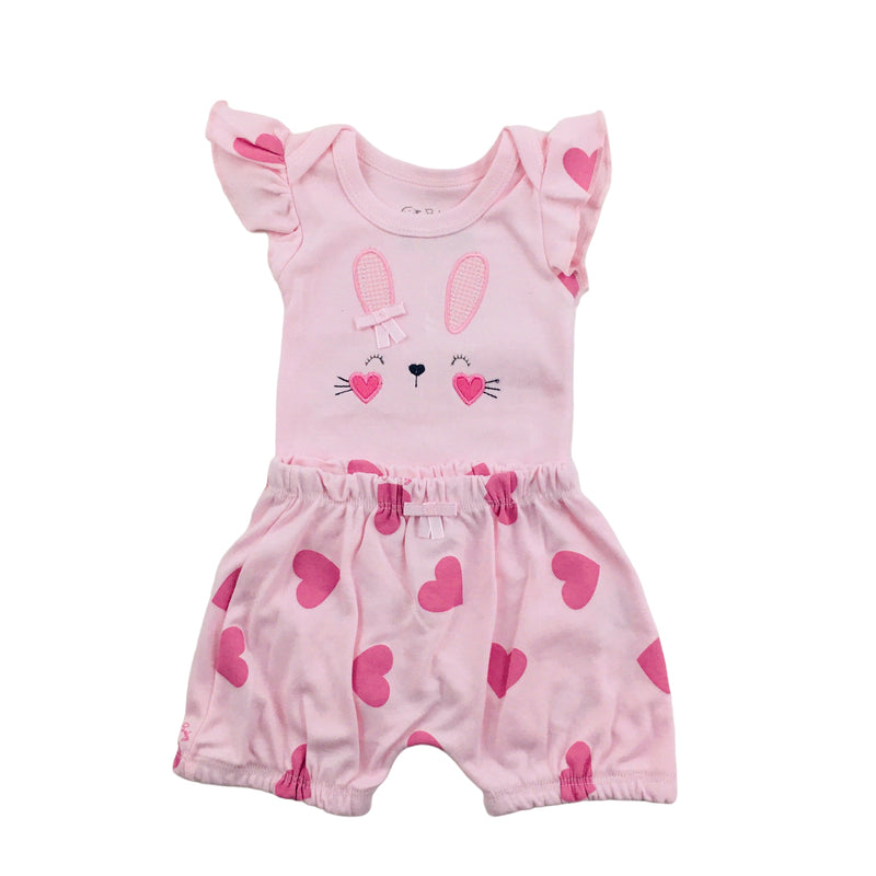 Conjunto Body E Short Curioso Feminino Suedine Coelhinha Corações